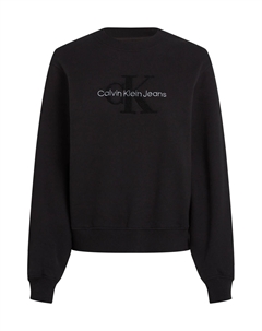 Свитшот из синели с монологом свободного кроя, черный Calvin klein