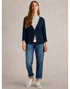 Кардиган Naria Linen Blend V-Neck, темно-синий White stuff