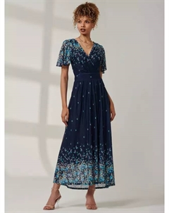 Платье Mirrored Floral Mesh Maxi, цвет blue/multi Jolie moi