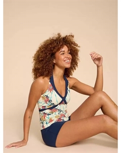 Пляжный топ Valley Floral Halterneck Tankini, цвет ivory/multi White stuff