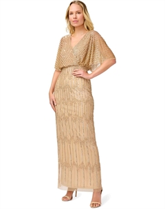Платье Long Beaded Blouson Mother of the Bride Gown, цвет Champagne/Gold Adrianna papell