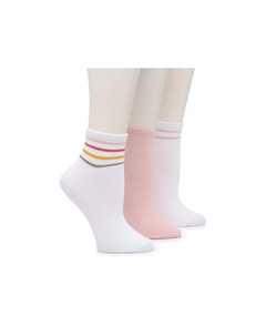 Носки Stripes & Solid Ankle Socks - 3 Pack, белый/розовый Steve madden