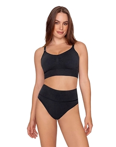 Трусики-стринги с умеренной компрессией и высокой талией, черный Leonisa shapewear