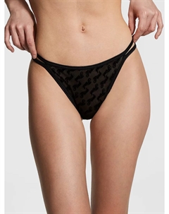 Трусики-стринги с сетчатым логотипом и ремешками, черный Pink®