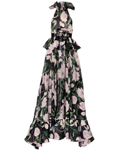 Шелковое платье с баской, черный Carolina herrera