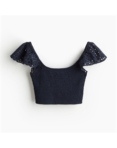 Топ Smocked Crop, темно-синий H&m