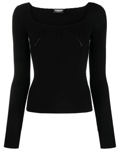 Топ в рубчик с длинными рукавами, черный Dondup