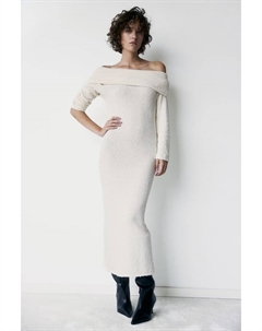 Платье букле с открытыми плечами, бежевый H&m