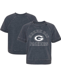 Футболка реглан для девочек-юниоров Heather Charcoal Green Bay Packers Cheer Squad, цвет Pkr Charco Outerstuff