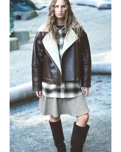 Байкерская куртка с плюшевой подкладкой, коричневый H&m