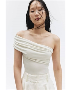 Драпированное боди на одно плечо, белый H&m