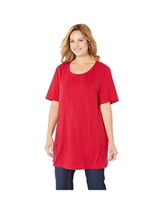 Женская футболка размера плюс с короткими рукавами и круглым вырезом Easy Fit, красный Catherine's