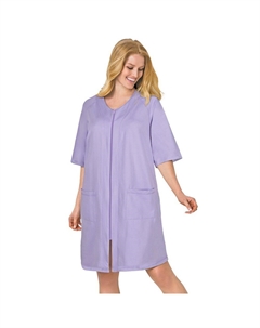 Короткий женский халат из френч терри на молнии спереди больших размеров, цвет Soft Iris Dreams & co.