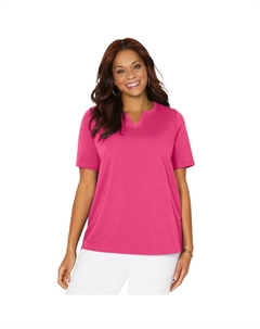 Женская футболка размера плюс Petite Suprema с вышивкой и вырезом в горловине, цвет Rose Violet Catherine's