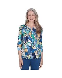 Футболка Petite Drama с цветочным принтом, синий Alfred dunner