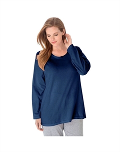 Женская футболка для сна больших размеров с атласной отделкой, цвет Evening Blue Dreams & co.