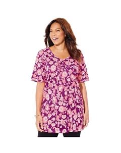 Женская футболка в крестьянском стиле больших размеров Easy Fit, цвет Berry Pink Paisley Catherine's