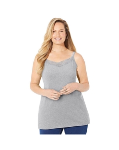 Женская футболка больших размеров с кружевом Plus Size Petite Suprema, цвет Heather Grey Catherine's