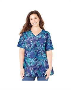 Женская футболка Suprema с короткими рукавами и v-образным вырезом больших размеров, цвет Deep Grape Tropical Catherine's