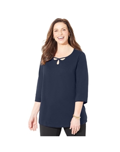 Женская футболка Suprema с тройным вырезом и тройным вырезом для женщин больших размеров, темно-синий Catherine's