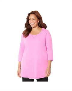 Женская футболка больших размеров с круглым вырезом и узким вырезом Active Slub, цвет Pink Glow Catherine's