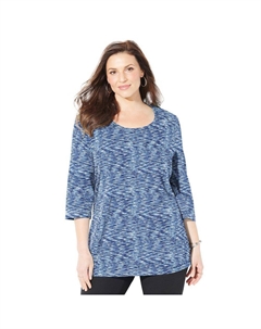 Женская футболка больших размеров с круглым вырезом и узким вырезом Active Slub, цвет Navy Space Dye Catherine's