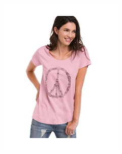Женская футболка больших размеров с круглым вырезом и рисунком, цвет Mauve Orchid Peace Ellos