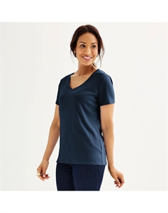 Футболка Petite Essential с V-образным вырезом, цвет Seattle Navy Croft & barrow