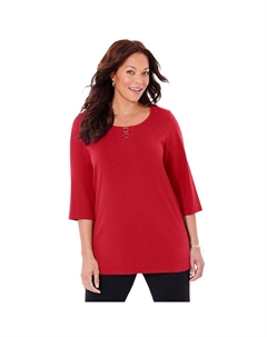 Женская футболка Suprema Studio с двойным кольцом больших размеров, цвет Classic Red Catherine's