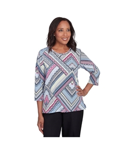 Футболка Petite с абстрактным принтом Spiced, цвет Multi Blue Alfred dunner