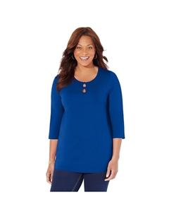 Женская футболка в форме капли Suprema размера Petite Suprema с каплевидным узором Plus Size, цвет Dark Sapphire Catherine's