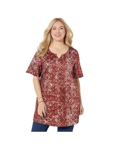 Женская футболка больших размеров с вырезом и вырезом Katerinas, цвет Red Distressed Catherine's