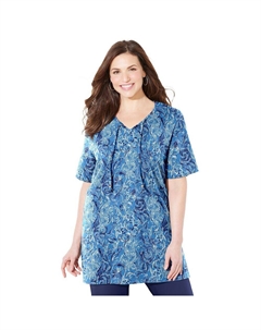 Женская футболка в крестьянском стиле больших размеров Easy Fit, цвет English Manor Paisley Catherine's