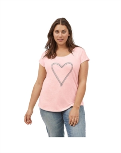 Женская футболка больших размеров с круглым вырезом и рисунком, цвет Pale Blush Heart Ellos
