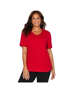 Женская футболка Suprema с v-образным вырезом и v-образным вырезом, связанная крючком, Katerinas Suprema больших размеров, цвет Classic Red Catherine's