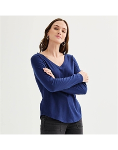 Женская футболка на каждый день с длинными рукавами и v-образным вырезом, цвет Blue Beauty Sonoma goods for life