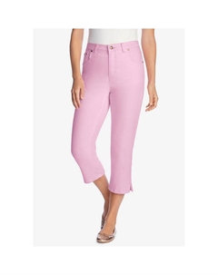 Женщина в женских джинсах-капри стрейч больших размеров, розовый Woman within
