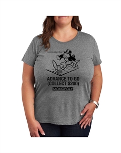 Футболка Plus Monopoly Advance To Go с графическим рисунком, цвет Heather Gray Hasbro