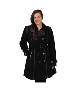 Двубортный тренч из искусственной шерсти больших размеров, черный Excelled