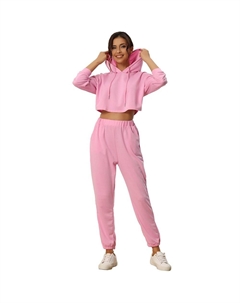 Женские толстовки, спортивные костюмы, комплекты домашней одежды, укороченный свитшот и длинные джоггеры, розовый Cheibear