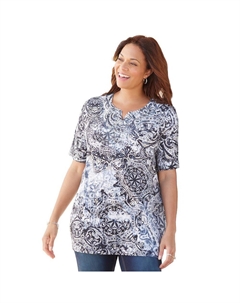 Женская футболка Ethereal больших размеров, цвет Black White Print Catherine's