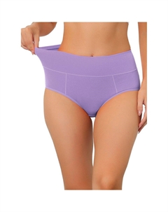 Женское хлопковое нижнее белье с завышенной талией (доступно в размерах больших размеров), нижнее белье с контролем живота, цвет Light Purple Allegra k