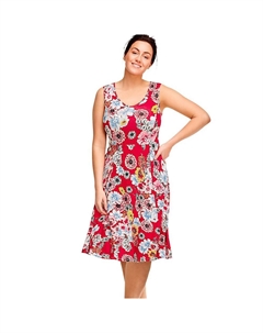 Женское трикотажное платье расклешенного кроя больших размеров, цвет Red Floral Ellos