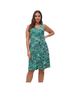 Женское трикотажное платье расклешенного кроя больших размеров, цвет Green Black Print Ellos