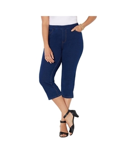 Женские трикотажные джинсовые капри Екатерины больших размеров (с карманами), цвет Bourbon Wash Catherine's