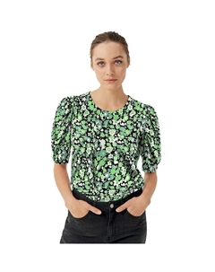 Женская футболка с рукавами больших размеров, цвет Black Green Floral Ellos