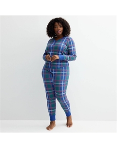 Комплект термопижамного верха и трусов больших размеров, цвет Plaid Check Green Sonoma goods for life
