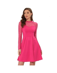 Женское сетчатое вечернее платье с прозрачными рукавами и прозрачными рукавами, цвет Hot Pink Allegra k