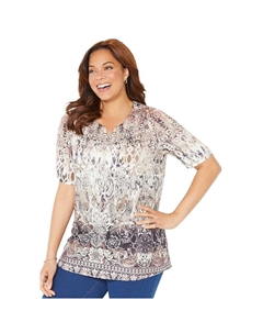 Женская футболка Ethereal больших размеров, цвет Chai Latte Paisley Catherine's