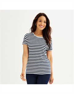 Женская футболка Essential с круглым вырезом, цвет Navy Classic Stripe Croft & barrow